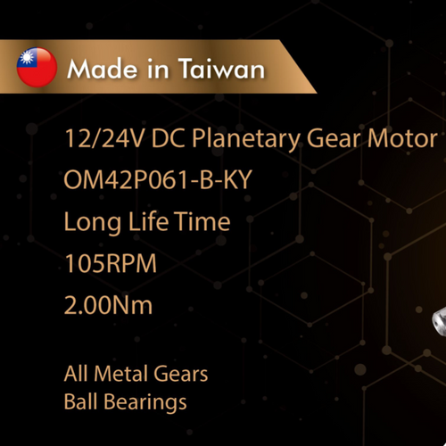 103RPM 12V Planetary GearMotors , Output 2.9Nm , rear shaft , all metal gears