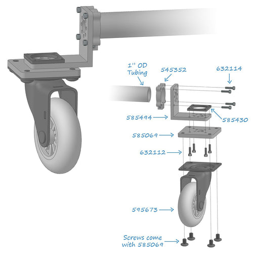 2,9'' schwenkbares Lenkrollenrad 
