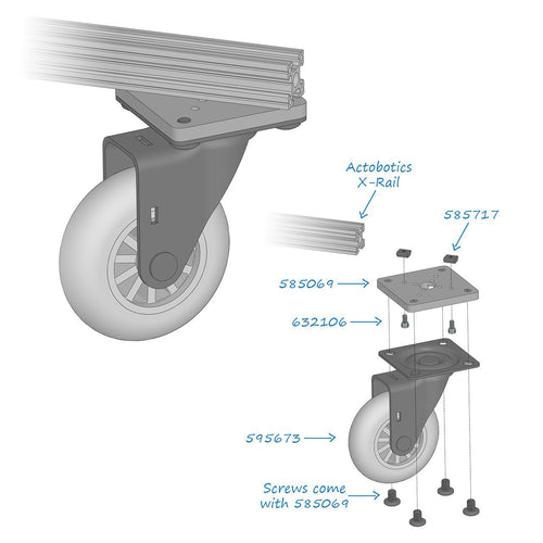 2,9'' schwenkbares Lenkrollenrad 