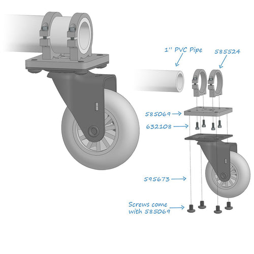 2,9'' schwenkbares Lenkrollenrad 