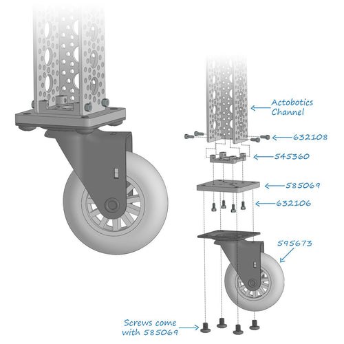 2,9'' schwenkbares Lenkrollenrad 