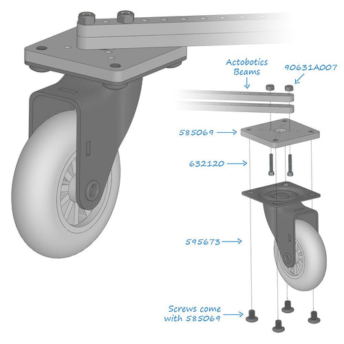 2,9'' schwenkbares Lenkrollenrad 