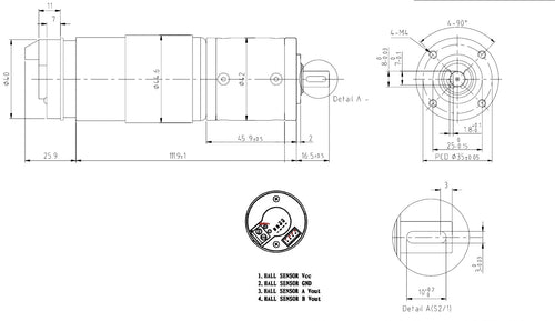 43RPM DC12V Planetary Gear ratio 144:1 with 13PPR Hall Sensor Encoder