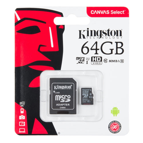 Kingston 64GB SD/MicroSD Memory Card w/ Adapter