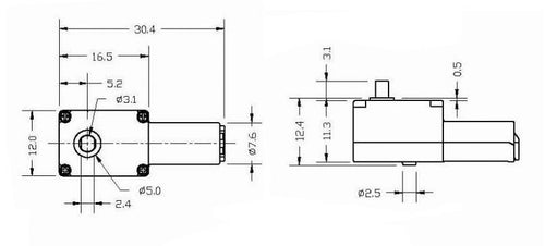 Moteur Réducteur Minuscule avec Essieu à 90 Degrés - GM24