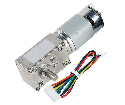 12v worm gear motor High Torque Gearmotor Self-Locking Worm Gear Motor with Encoder - 12V, 27RPM