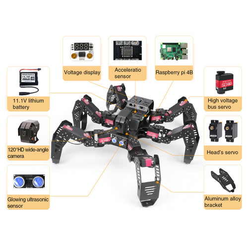 Hiwonder SpiderPi AI Intelligent Visual Hexapod Robot Powered by Raspberry Pi 4B 4GB