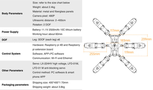 Hiwonder SpiderPi AI Intelligent Visual Hexapod Robot Powered by Raspberry Pi 4B 4GB