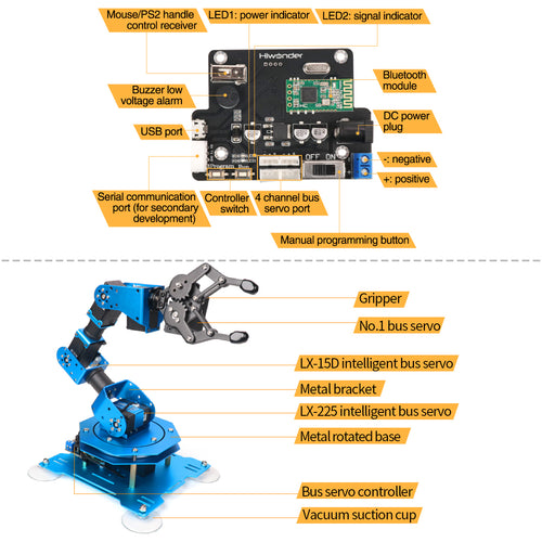 Hiwonder xArm UNO Robotic Arm with Arduino Development Sensor Kit