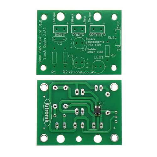 Kit d'amplificateur mono Kitronik avec interrupteur d'alimentation et voyant d'état