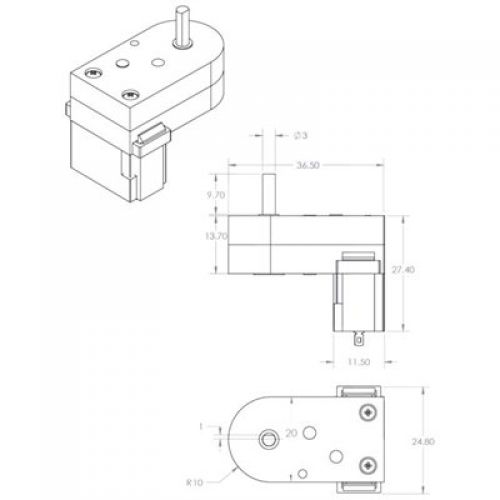 Motorreductor de Plástico 4,5 V, 80 RPM Polulu
