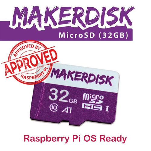 Carte microSD MakerDisk Approuvée Raspberry Pi avec Système d'Exploitation RPi (32 Go)