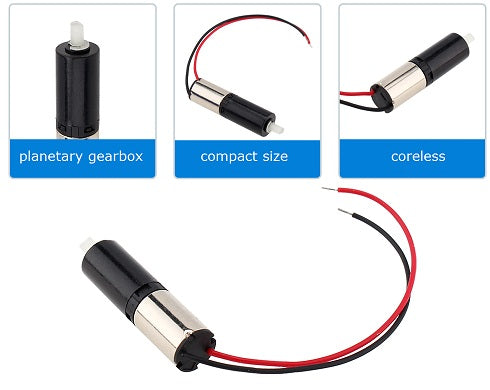 Tiny 6mm DC coreless motor with planetary gearbox - 1.5V 120RPM
