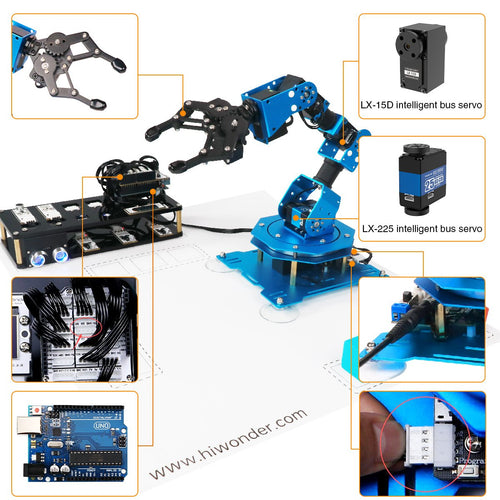Hiwonder xArm UNO Robotic Arm with Arduino Development Sensor Kit