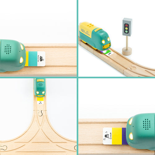 Robobloq Battery-Operated Smart Robot Toy Train (Train+ Wooden Tracks)