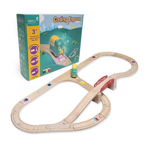 Robobloq Battery-Operated Smart Robot Toy Train (Train+ Wooden Tracks)