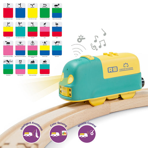 Robobloq Battery-Operated Smart Robot Toy Train (Train+ Wooden Tracks)
