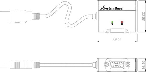 [SystemBase Multi-1/USB RS232] USB to Serial, Latching USB Cable 0.6m