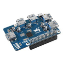 HAT HUB para Raspberry Pi c/ 4 puertos USB 3.2 Gen1 de Waveshare
