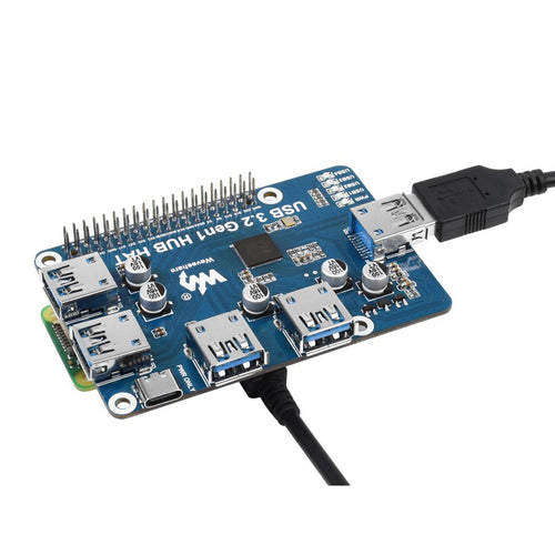 HAT HUB para Raspberry Pi c/ 4 puertos USB 3.2 Gen1 de Waveshare
