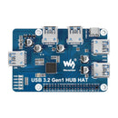 HAT HUB para Raspberry Pi c/ 4 puertos USB 3.2 Gen1 de Waveshare